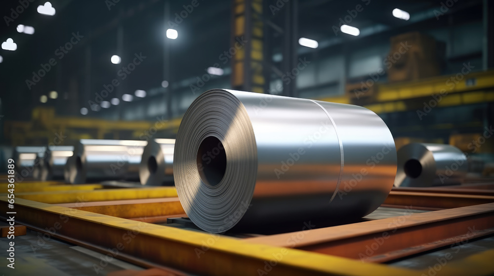 Roll of galvanized steel sheet at a metalworking factory Roll of galvanized steel sheet at a metalworking factory