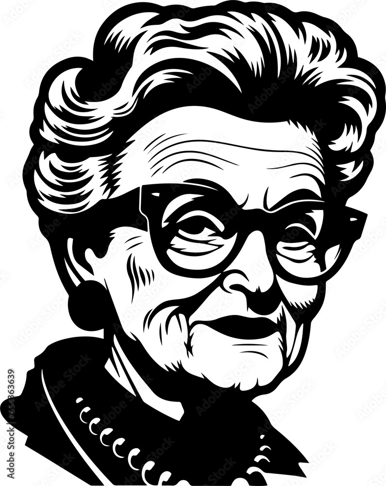 Vintage grandmother head in glasses 60s style, Retro comics grandmother ...