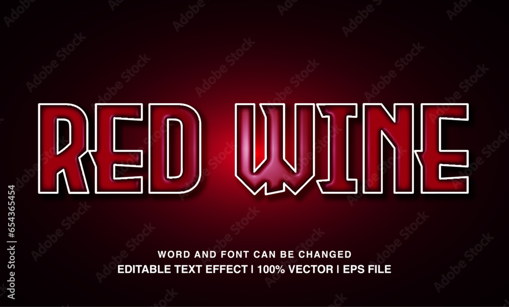 Red wine editable text effect template, 3d bold red glossy style typeface, premium vector