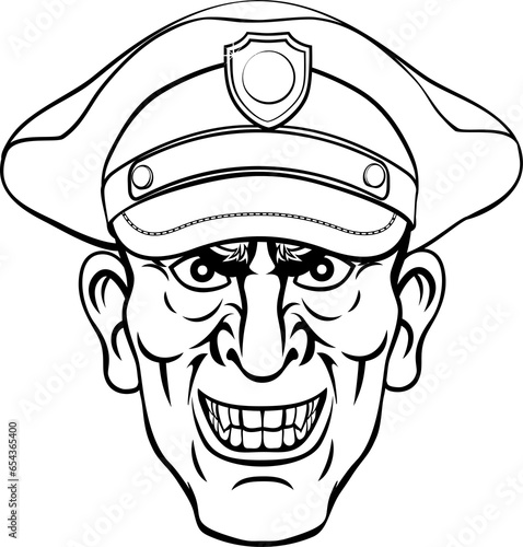 Policeman Mean Police Officer Ponting Cartoon photo