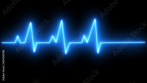 ECG health medical monitor abstract saber heartbeat rate and pulse background on black screen