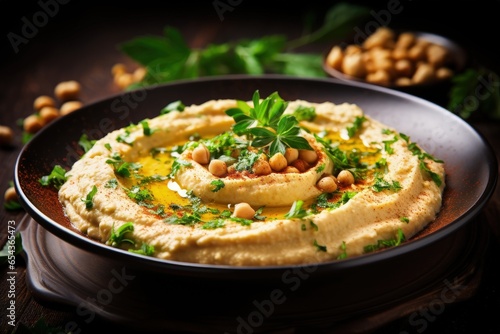 Arabic hummus plate with peas