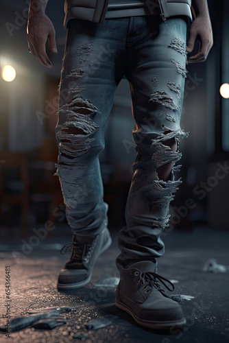 Male Supermodel Defining Trends in Ripped Jeans