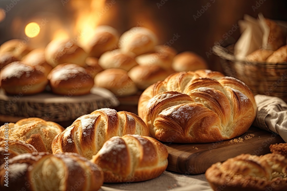 Freshly Baked Assorted Bakery Goods with Rising Smoke in High Resolution