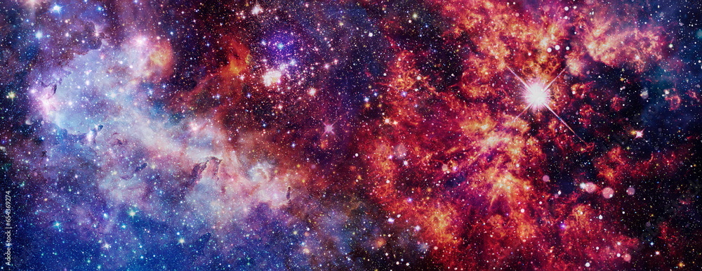 Multicolor outer space. Star field and nebula in deep space many light years far from planet Earth. Elements of this image furnished by NASA. - obrazy, fototapety, plakaty 