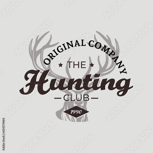 Logo Deer Elk Silhouette Hand Drawn Vector Illustration. Symbol Graphic Element  logo template isolated on a background Premium retro vintage symbols for hunting club  adventure  in forest vintage