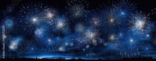 pyrotechnic fireworks image fireworks flashing firework on dark night, in the style of dark blue, large canvas format, uhd image, photographic montage, photo taken with provia, otto - generative AI