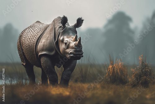 Rhinoceros in the savanna  photo