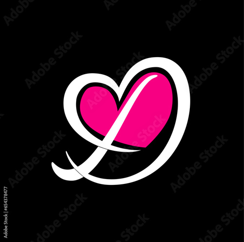 D brand name with pink heart icon.