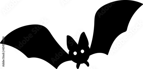 Editable wings. vector Illustration of spooky, cute and fun halloween flying black bat with eyes and big ears.