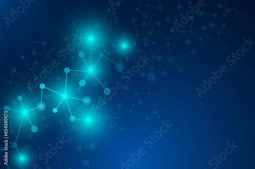 Molecular structure background. Abstract futuristic. Molecules technology on dark blue background. genetic and science background.