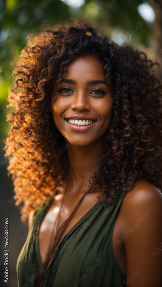 portrait of a smiling black girl with lush hair portrait of a smiling black girl with lush hair