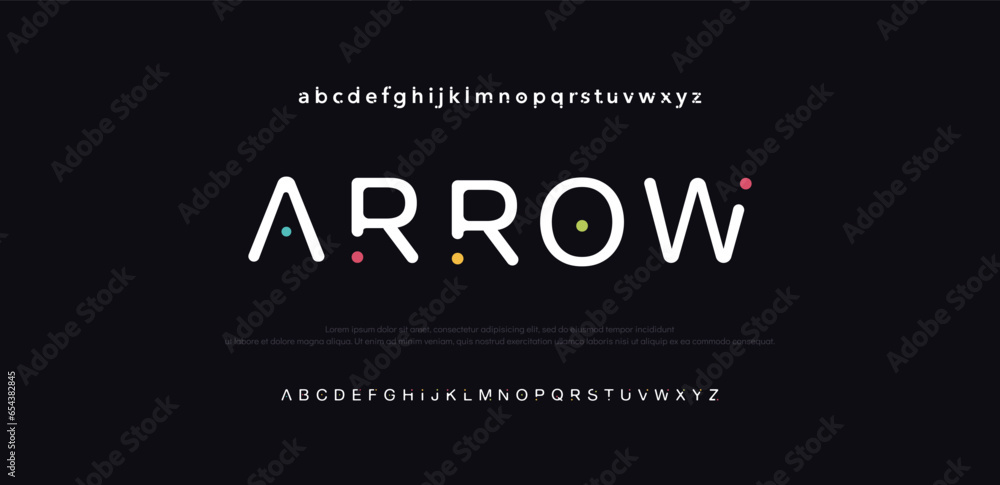 Arrow Modern abstract digital alphabet font. Minimal technology typography, Creative urban sport fashion futuristic font and with numbers. vector illustration - obrazy, fototapety, plakaty 