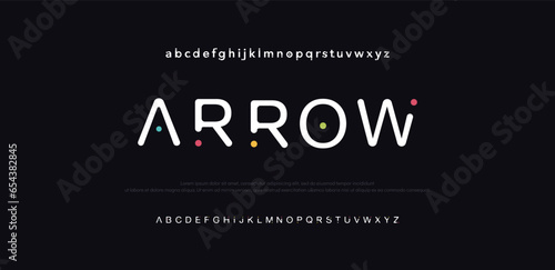 Arrow Modern abstract digital alphabet font. Minimal technology typography, Creative urban sport fashion futuristic font and with numbers. vector illustration