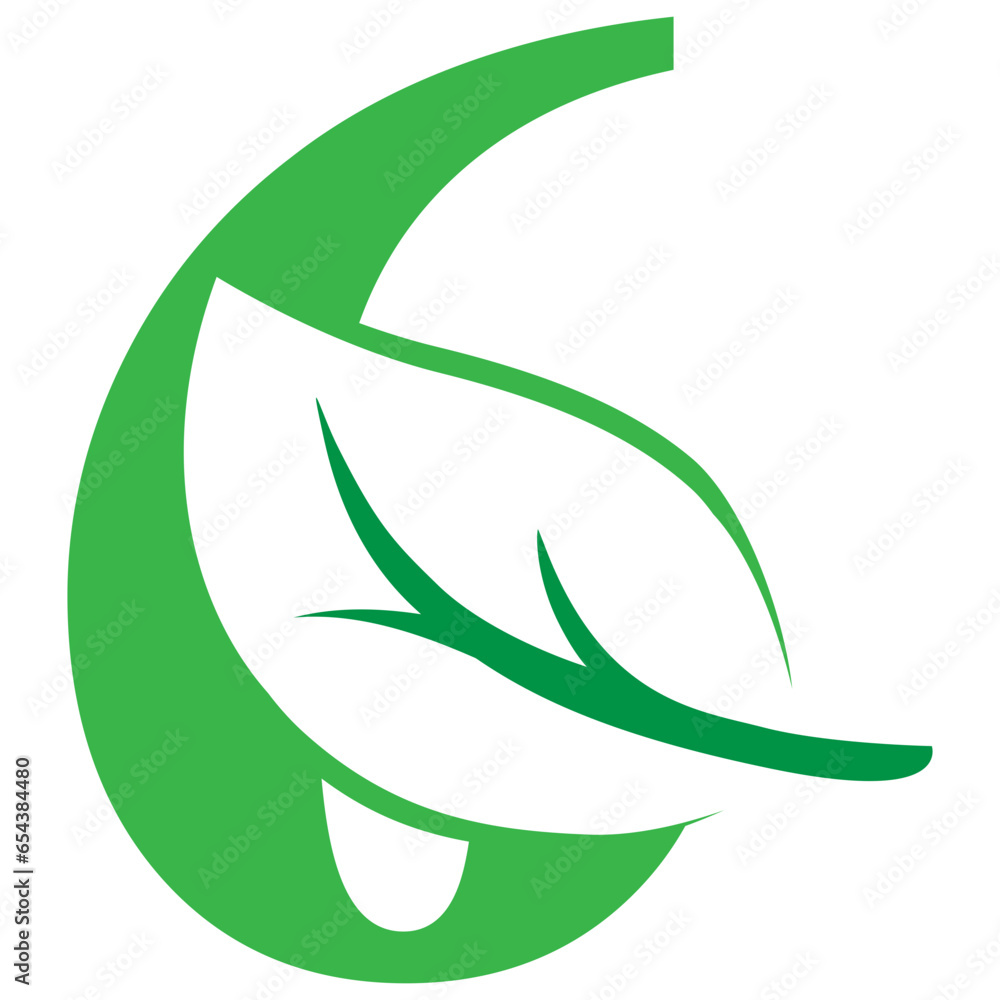 6 Green leaves letter eco alphabet Icon 6 Green leaves letter eco alphabet Icon