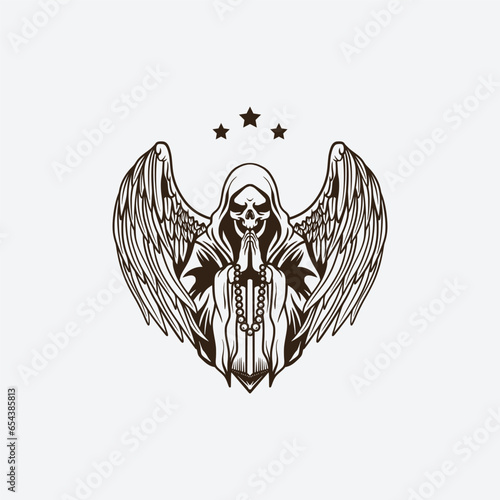 devil wings skull mascot logo vector illustration, devil design template.