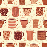 Coffee and Tea Drinks Vector Seamless pattern, great for textile, scrapbook