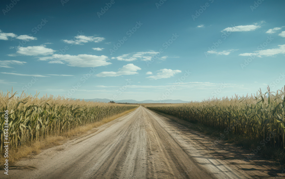 Naklejka premium road in corn field
