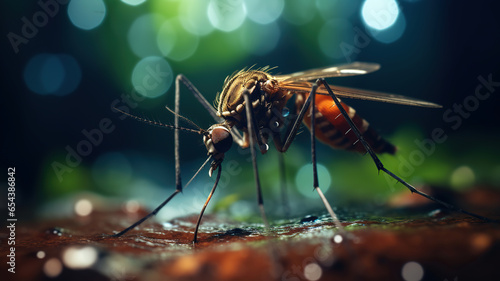 A Close-Up View of Mosquitoes. virus ecology. Generative AI