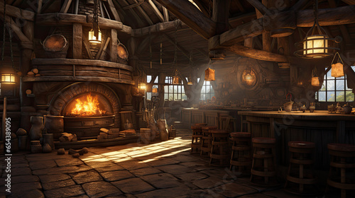 medieval old tavern fantasy rpg room - by generative ai
