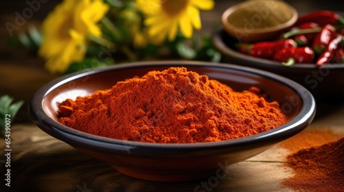 A sprinkle of paprika delicately dusted on top adds a hint of smokiness, enhancing the overall flavor profile and providing a beautiful visual contrast against the bright yellows and greens