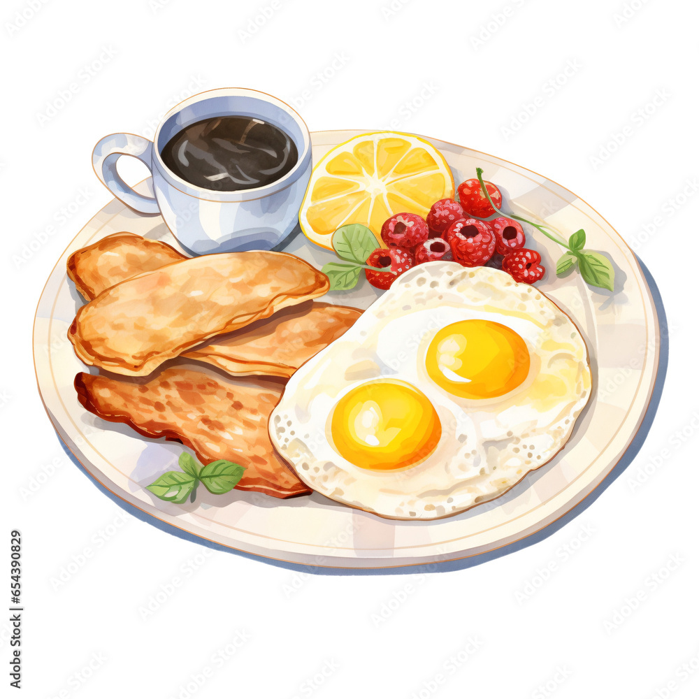 breakfast with fried eggs and coffee breakfast with fried eggs and coffee