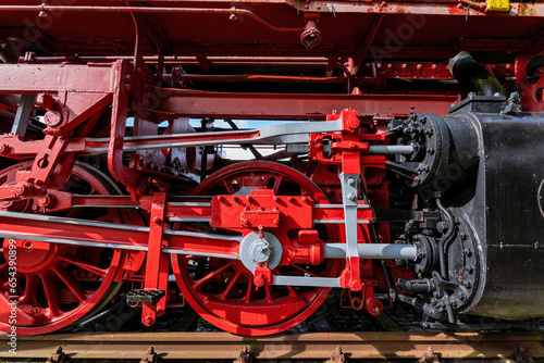 wheels of a steam locomotive
