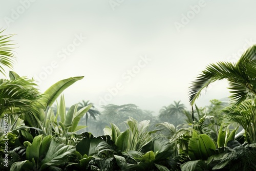 Fresh exotic jungle background with lots of copy space