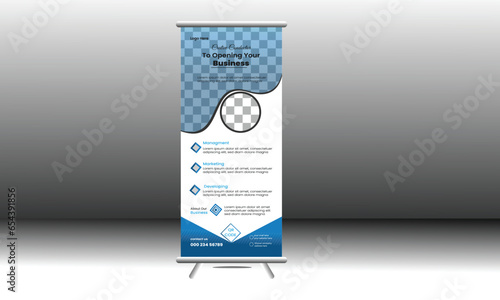 	
Corporate rollup banner template design, Rectangle shapes company rollup stan banner.
