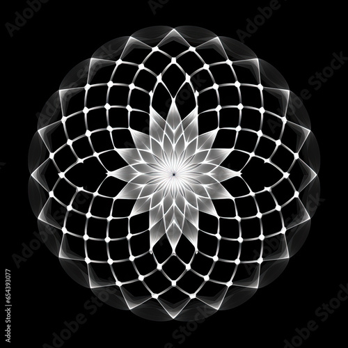 black and white spiritual rune runic sacred geometry tattoo fractal - by generative ai