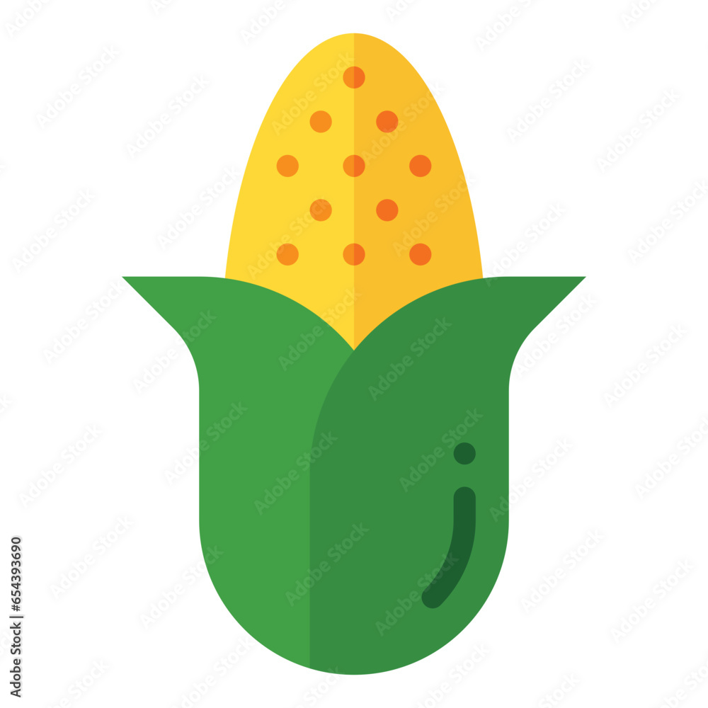 Corn icon in flat style. Vector illustration, suitable for logo, web, graphic design, illustration, sticker, books, etc Corn icon in flat style. Vector illustration, suitable for logo, web, graphic design, illustration, sticker, books, etc