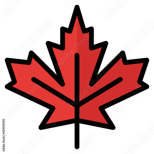 Maple leaf icon in filled line style. Vector illustration, suitable for logo, web, graphic design, illustration, sticker, books, etc