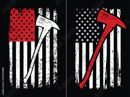 Firefighter American Flag Axe Design