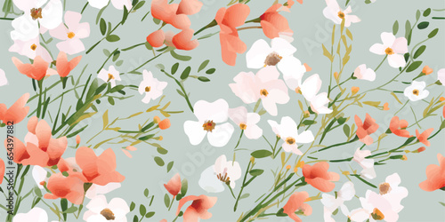 Watercolor floral seamless pattern. It's perfect for textile, wallpaper, fabric design, wrapping paper, digital paper.
