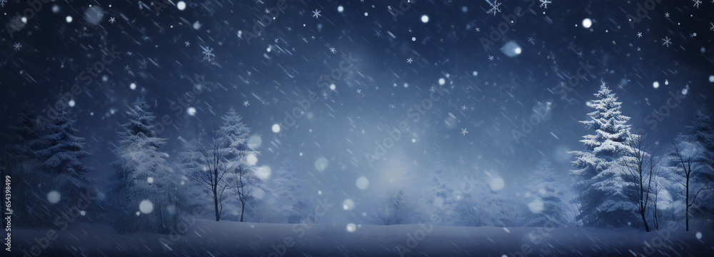 snowy landscape with blizzard