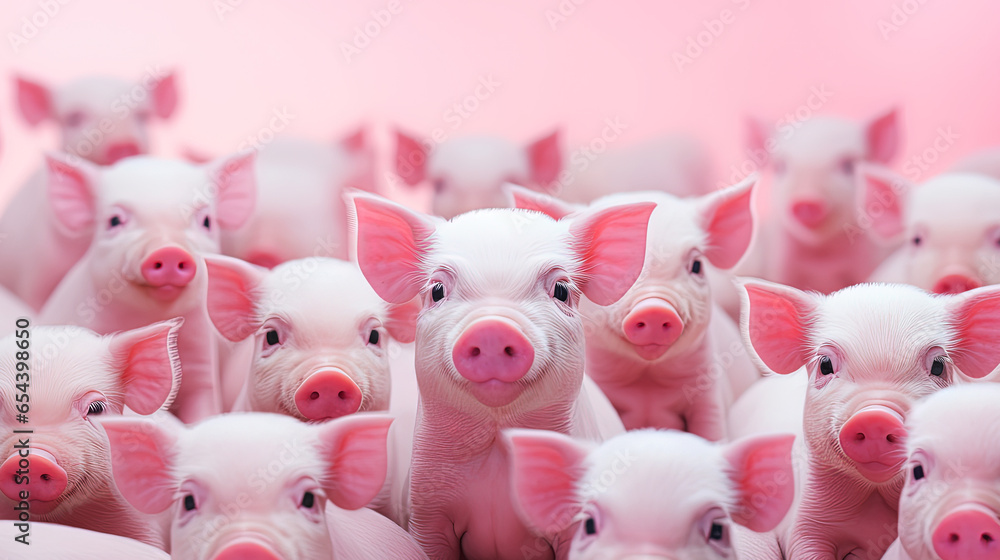 Ecological cute pigs and piglets at the domestic farm, Pigs at factory ...