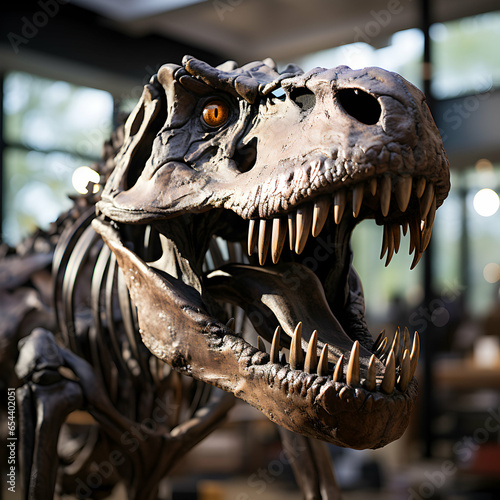 Photo f Dinosaur T Rex Skeleton in the museum of paleontology generative ai © artistic