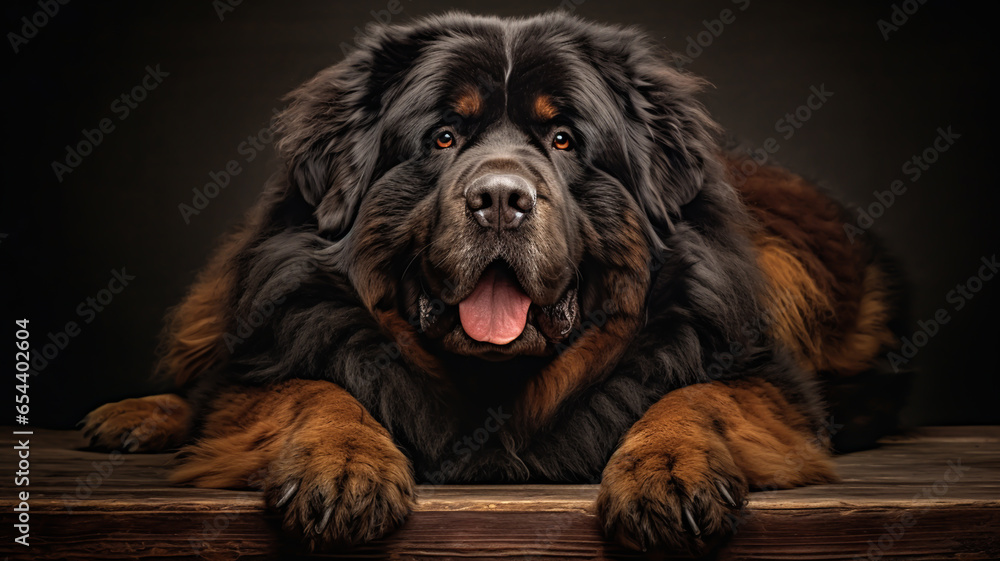 Realistic portrait of Tibetan Mastiff dog. AI generated - obrazy, fototapety, plakaty 