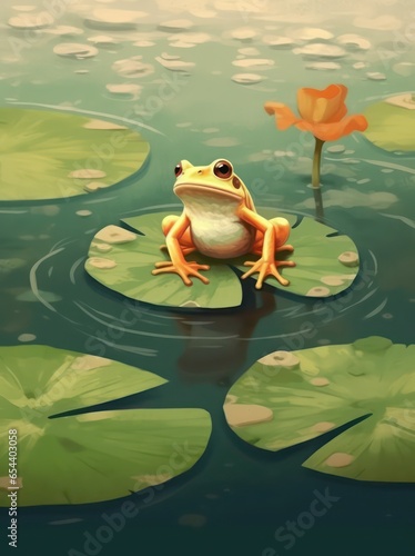 frog in the water