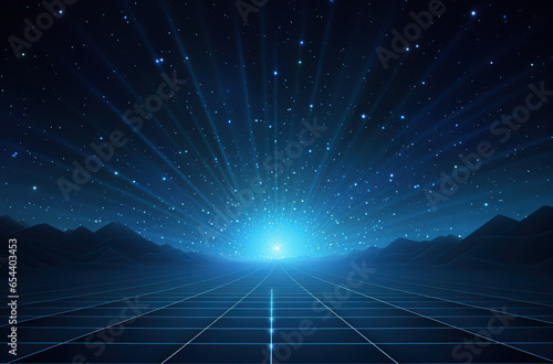 neon blue retro grid background