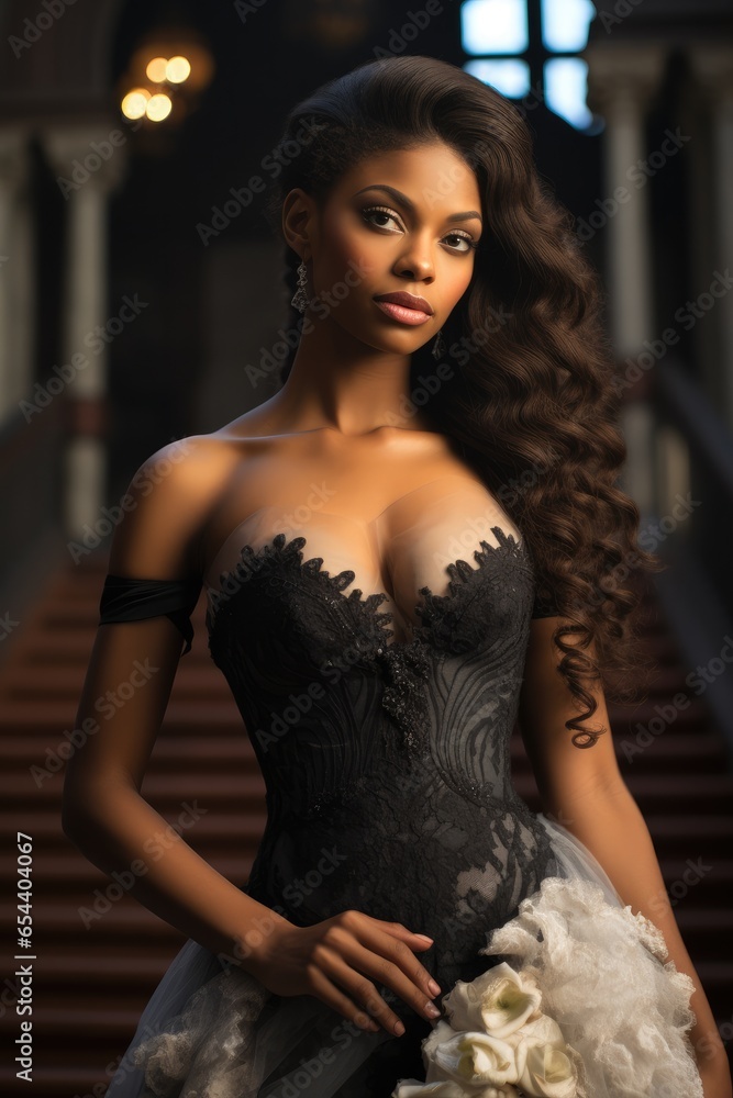 Fototapeta premium Beautiful bride black female.