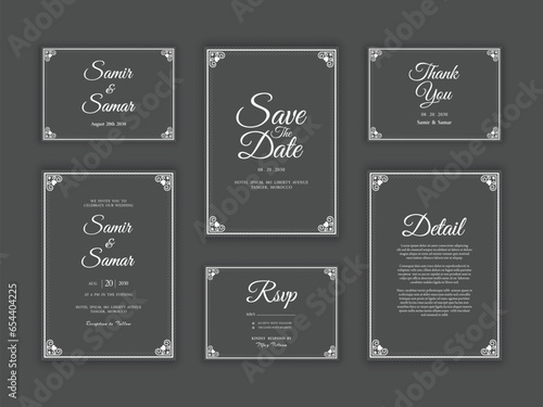Wallpaper Mural Modern Wedding Invitation Card Template with Golden Frames Torontodigital.ca