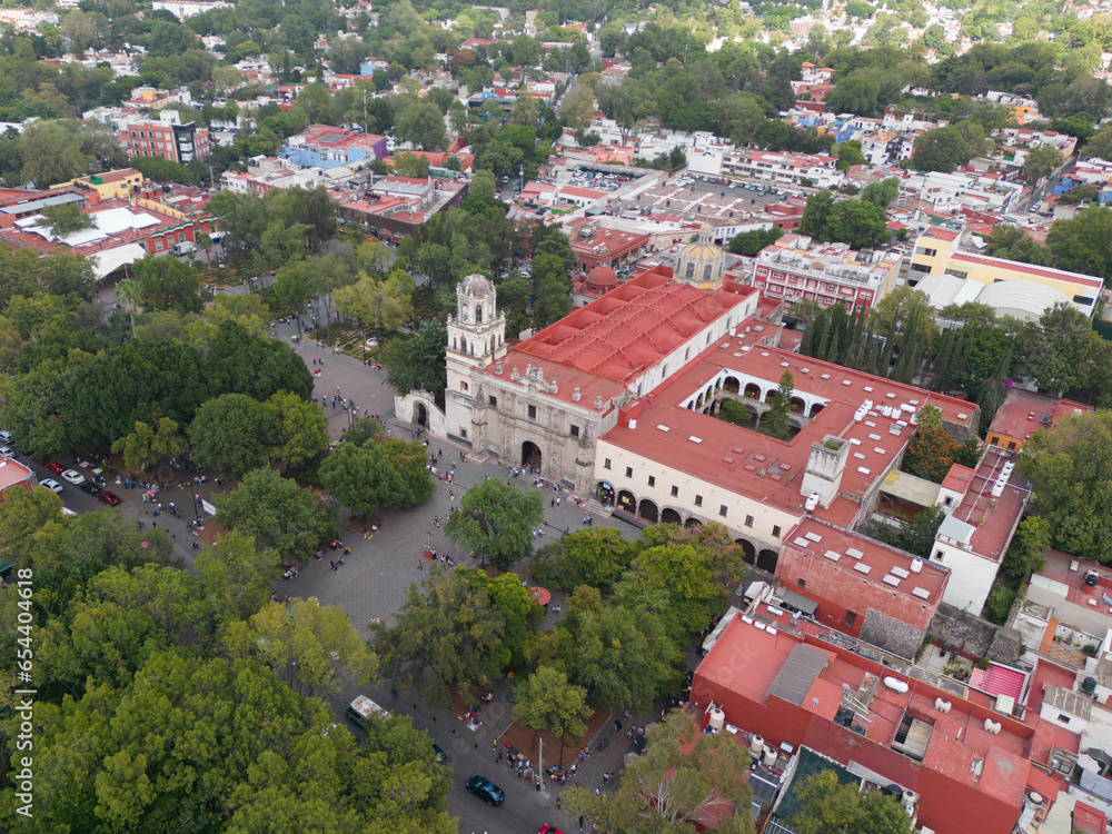 Coyoacan sacred architecture, San Juan Bautista Parish at Mexico City