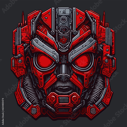2D Vector Cartoon Illustration futuristic transformers face robotic technology machine mechanical
