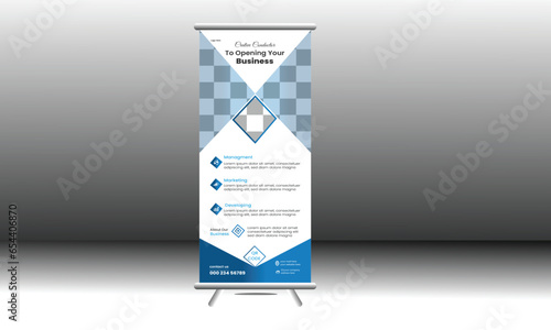 Corporate roll up banner template design, Rectangle shapes company rollup stan banner.