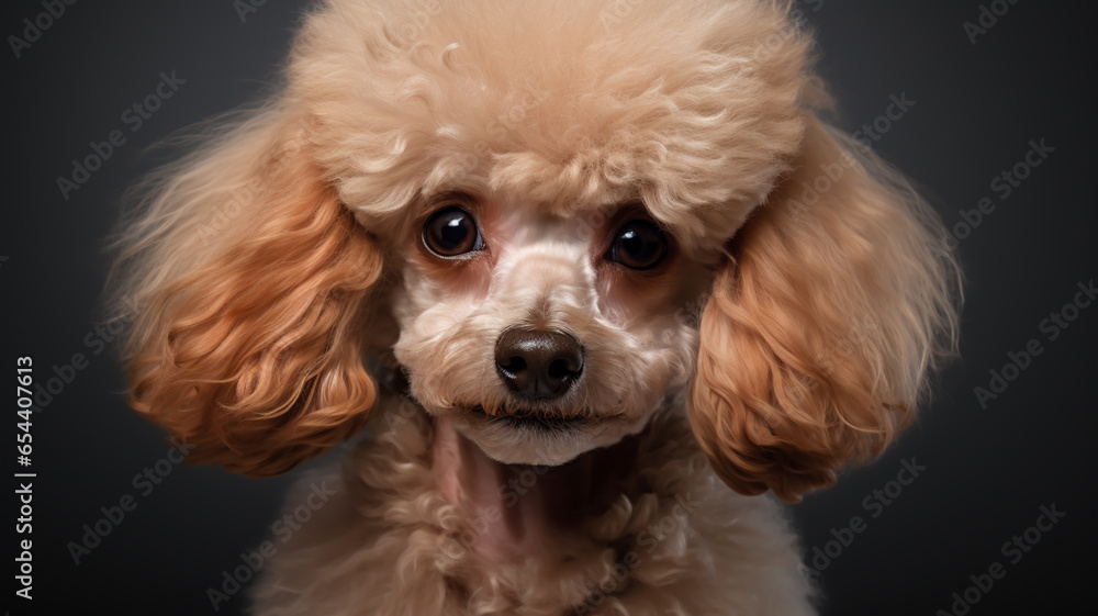 Realistic portrait of mini Poodle dog. AI generated Realistic portrait of mini Poodle dog. AI generated