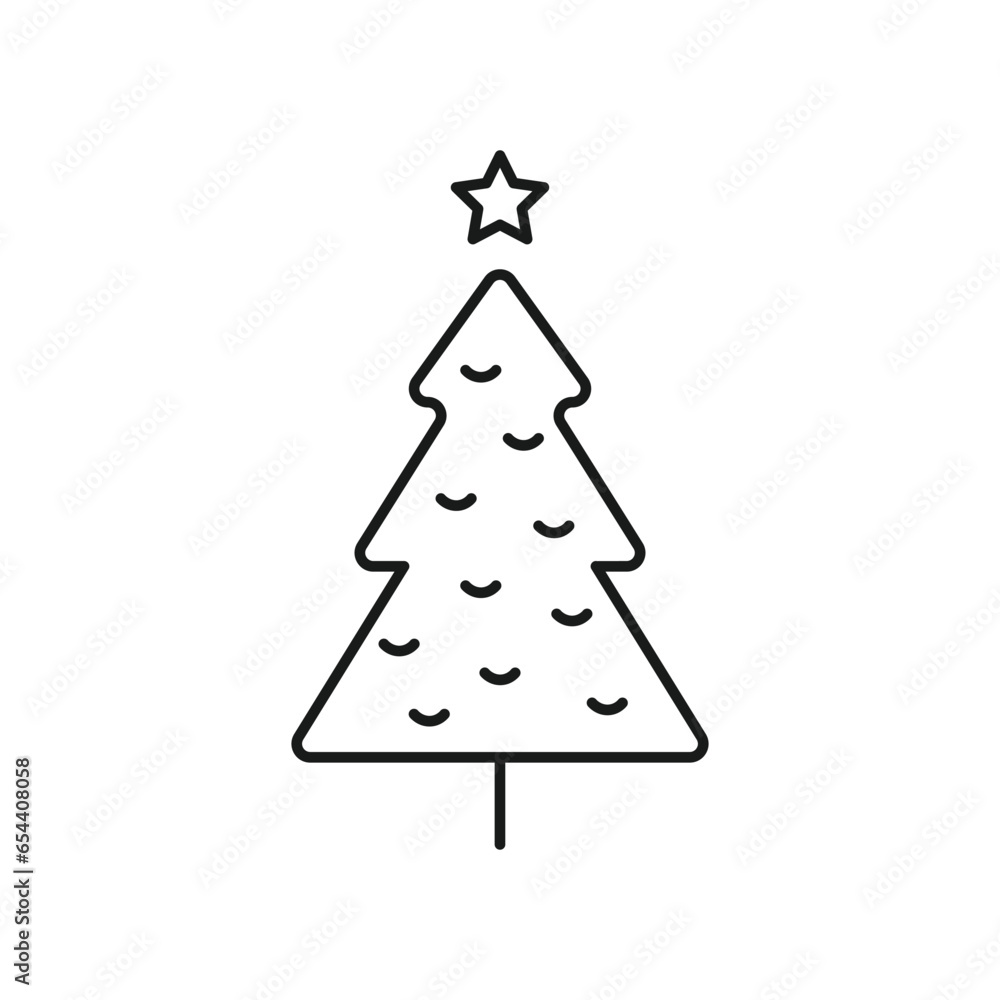 Christmas tree vector icon. Fir tree icon.  Decorated christmas flat sign design. Flat tree symbol pictogram Christmas tree linear UX UI icon