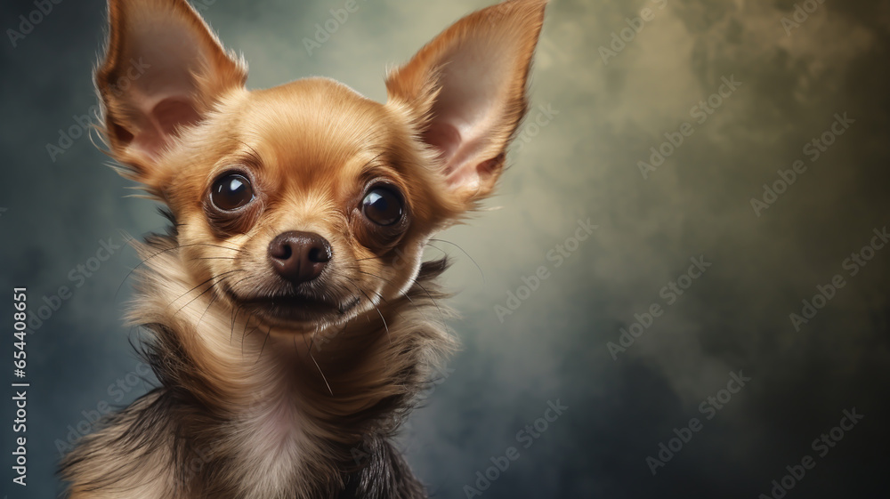 Realistic portrait of Chihuahua dog. AI generated