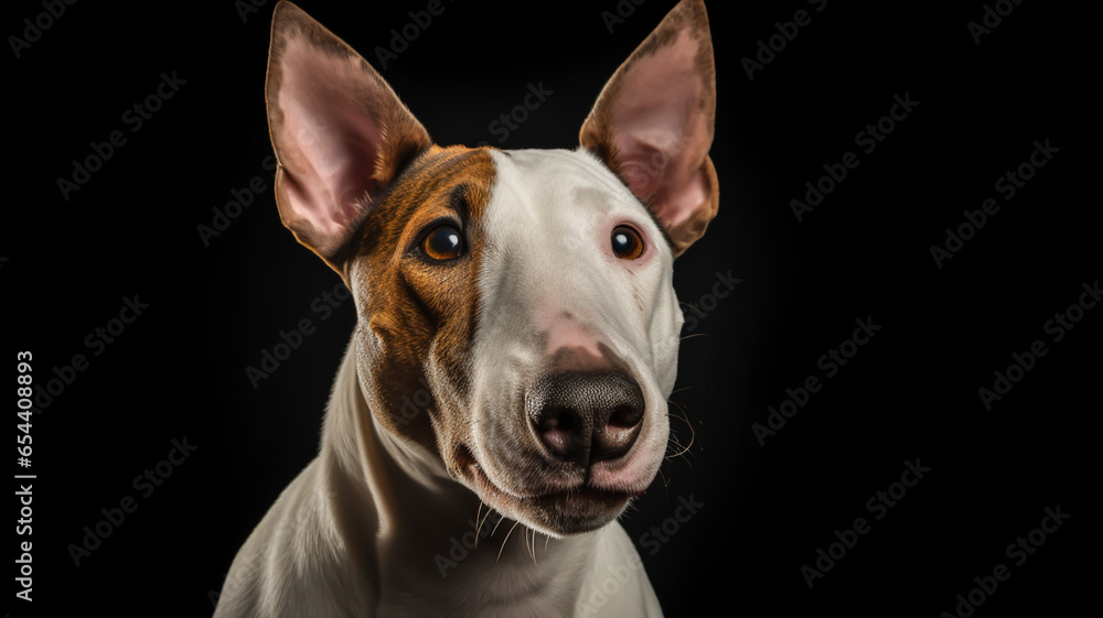 Realistic portrait of Bull Terrier dog. AI generated Realistic portrait of Bull Terrier dog. AI generated
