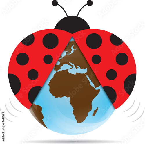 Earth ecology symbol with ladybug